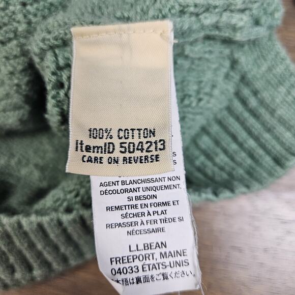 L.L Bean Women's Mint Green Knit Sweater Size Small 3/4 Sleeve Button Shoulder - Picture 4 of 6